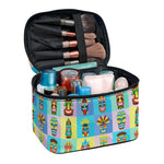 Colorful Tiki Pattern Print Travel Makeup Bag