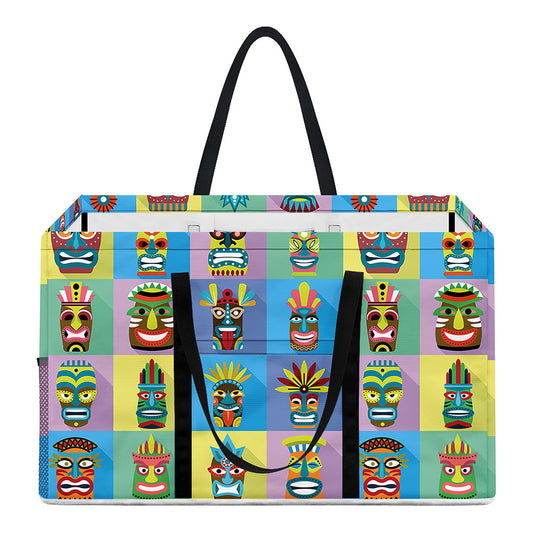 Colorful Tiki Pattern Print Utility Tote Bag
