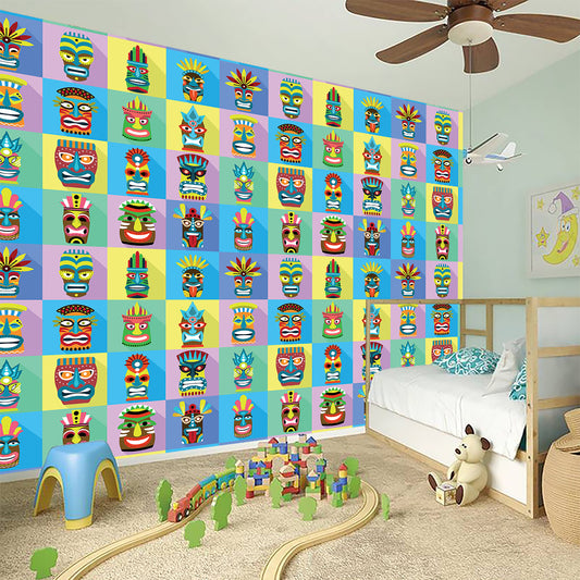 Colorful Tiki Pattern Print Wall Sticker