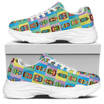 Colorful Tiki Pattern Print White Chunky Shoes
