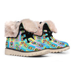 Colorful Tiki Pattern Print Winter Boots