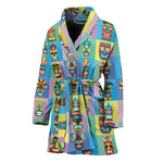 Colorful Tiki Pattern Print Women's Bathrobe