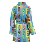 Colorful Tiki Pattern Print Women's Bathrobe