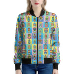 Colorful Tiki Pattern Print Women's Bomber Jacket