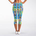 Colorful Tiki Pattern Print Women's Capri Leggings
