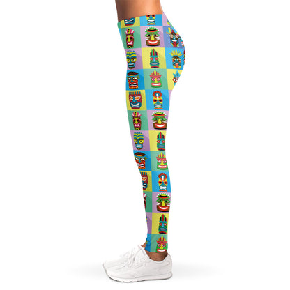 Colorful Tiki Pattern Print Women's Leggings