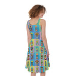 Colorful Tiki Pattern Print Women's Sleeveless Dress