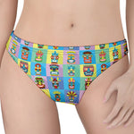Colorful Tiki Pattern Print Women's Thong