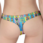 Colorful Tiki Pattern Print Women's Thong