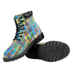 Colorful Tiki Pattern Print Work Boots