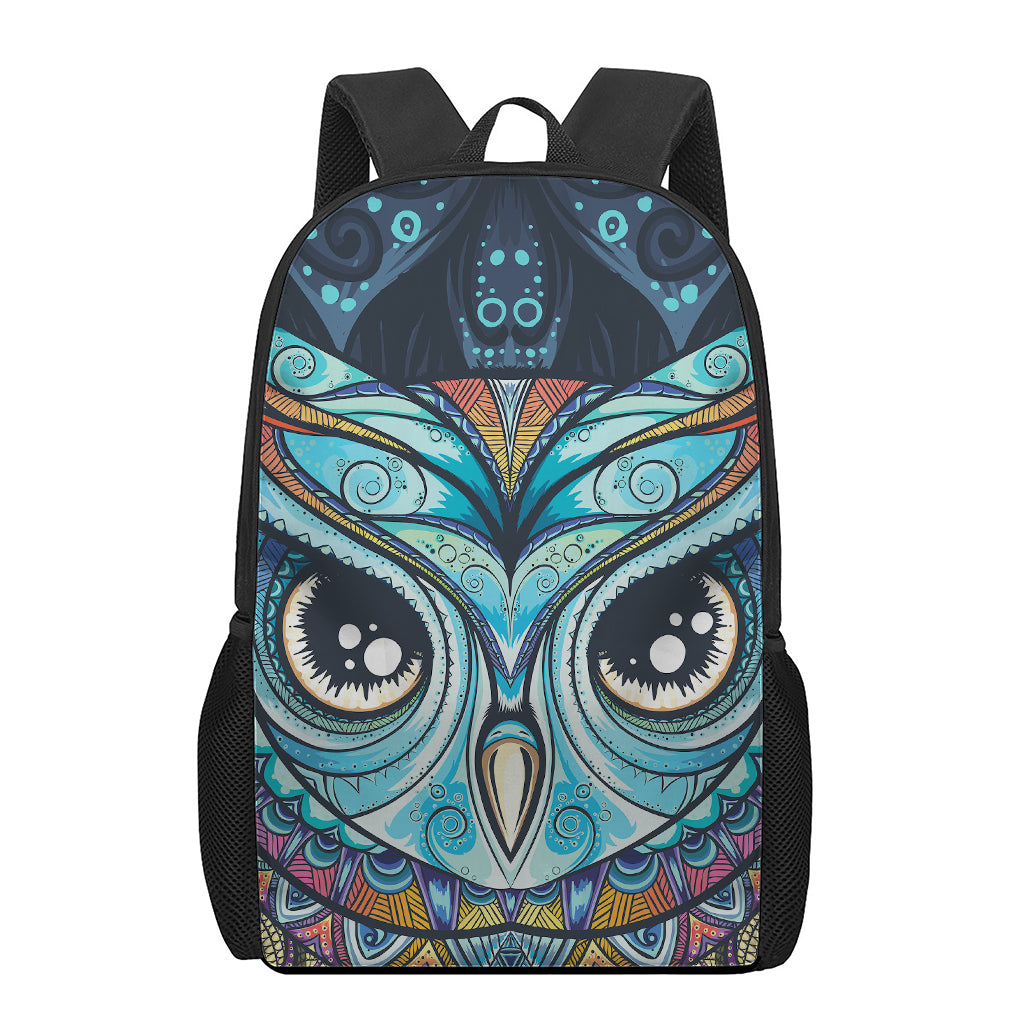 Colorful Tribal Owl Print 17 Inch Backpack
