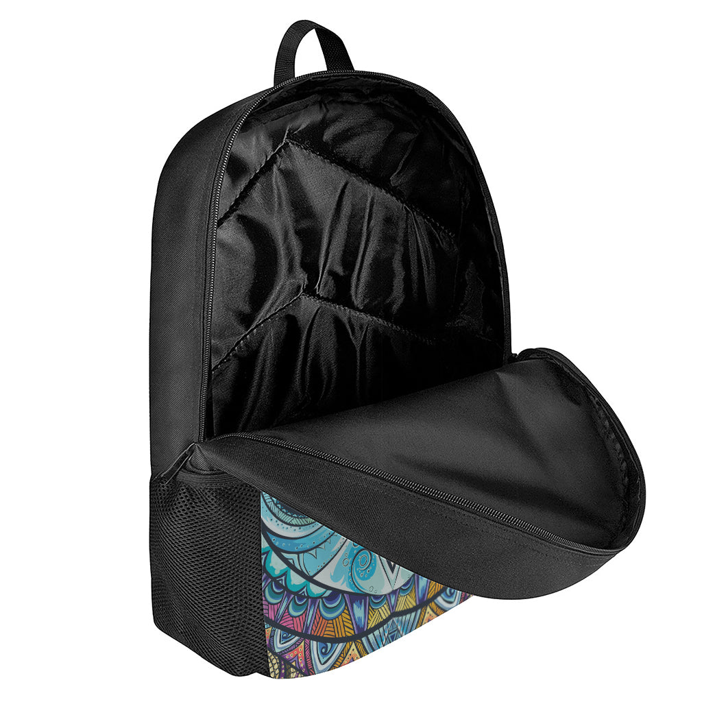 Colorful Tribal Owl Print 17 Inch Backpack