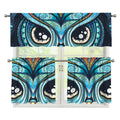 Colorful Tribal Owl Print 3 Piece Kitchen Curtains