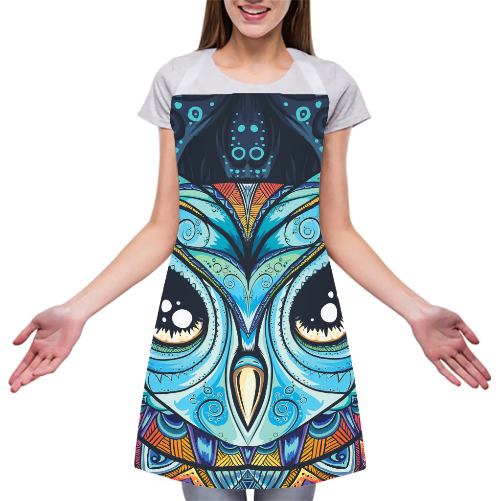 Colorful Tribal Owl Print Adjustable Apron