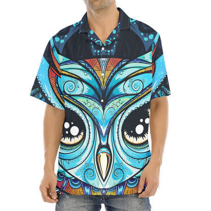 Colorful Tribal Owl Print Aloha Shirt