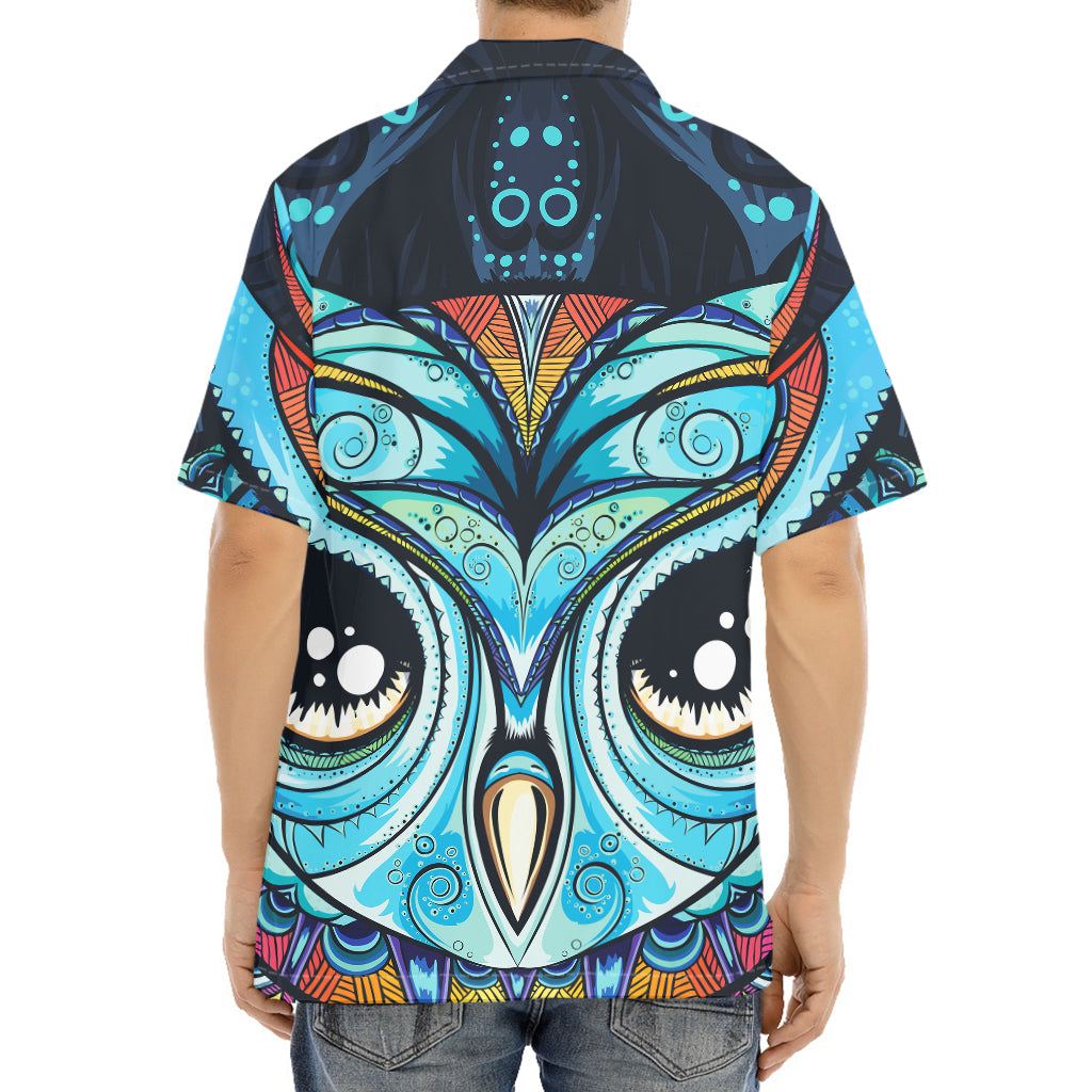 Colorful Tribal Owl Print Aloha Shirt