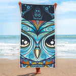 Colorful Tribal Owl Print Beach Towel