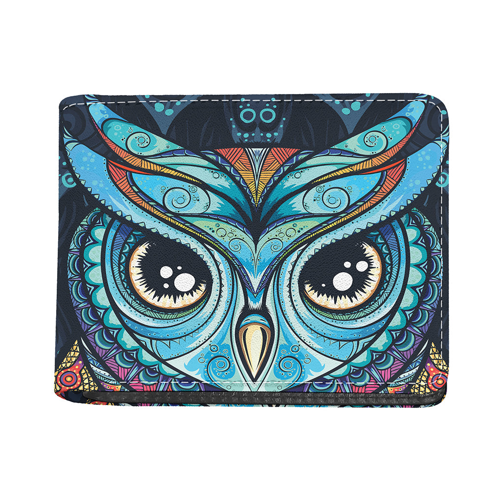 Colorful Tribal Owl Print Bifold Wallet