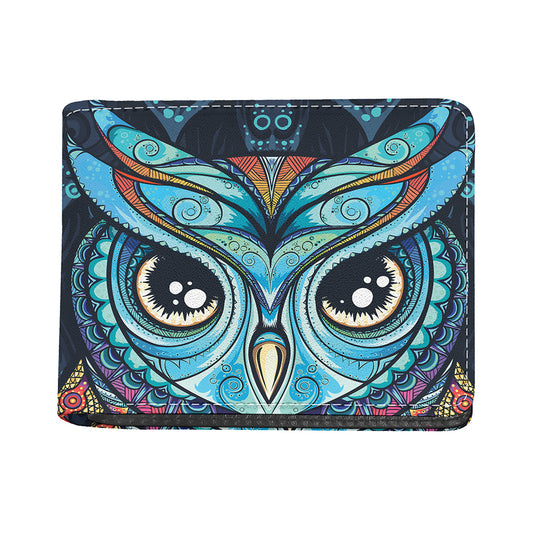 Colorful Tribal Owl Print Bifold Wallet