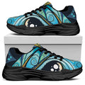 Colorful Tribal Owl Print Black Chunky Shoes