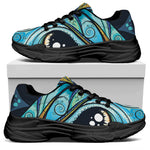 Colorful Tribal Owl Print Black Chunky Shoes