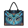 Colorful Tribal Owl Print Canvas Tote Bag