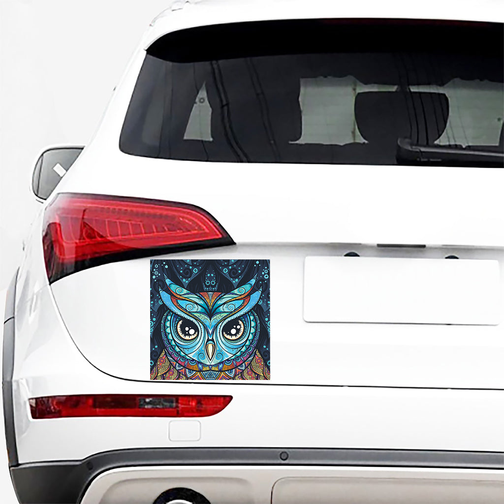 Colorful Tribal Owl Print Car Sticker