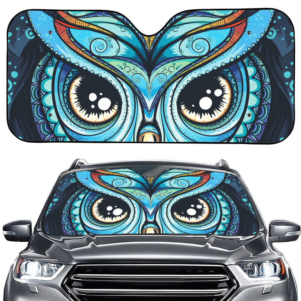 Colorful Tribal Owl Print Car Windshield Sun Shade