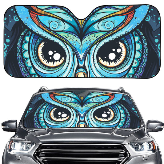 Colorful Tribal Owl Print Car Windshield Sun Shade