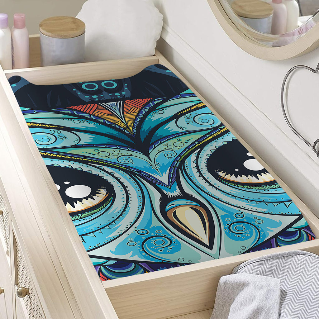 Colorful Tribal Owl Print Changing Pad Cover