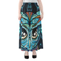 Colorful Tribal Owl Print Chiffon Maxi Skirt