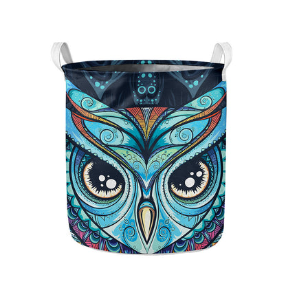 Colorful Tribal Owl Print Collapsible Laundry Basket