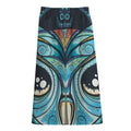 Colorful Tribal Owl Print Cotton Front Slit Maxi Skirt