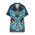 Colorful Tribal Owl Print Cotton Hawaiian Shirt
