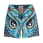 Colorful Tribal Owl Print Cotton Shorts