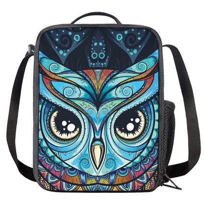 Colorful Tribal Owl Print Crossbody Lunch Bag