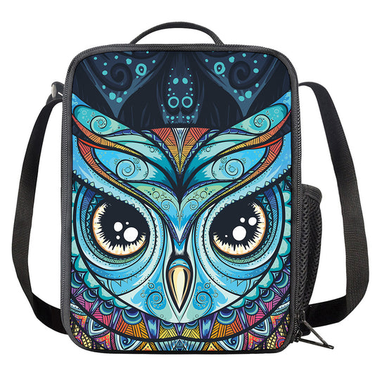 Colorful Tribal Owl Print Crossbody Lunch Bag