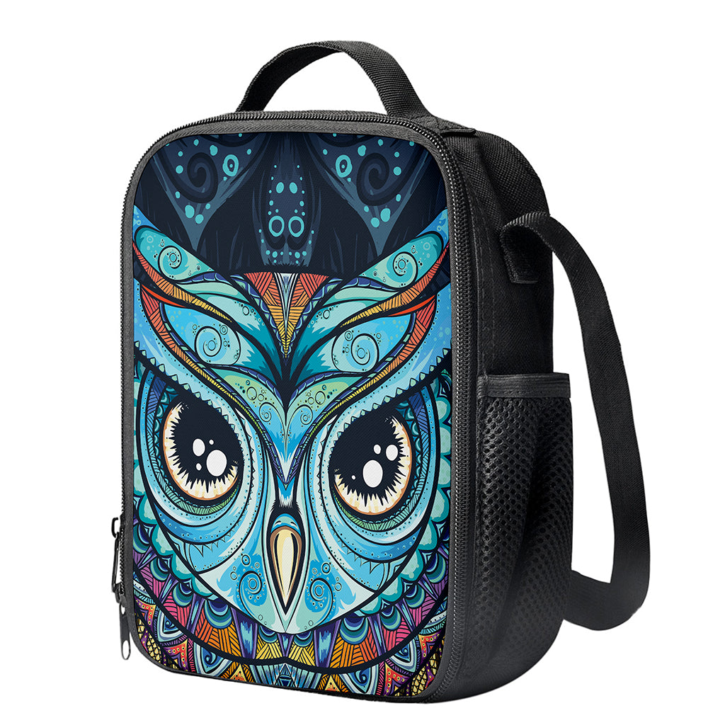 Colorful Tribal Owl Print Crossbody Lunch Bag