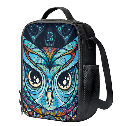 Colorful Tribal Owl Print Crossbody Lunch Bag