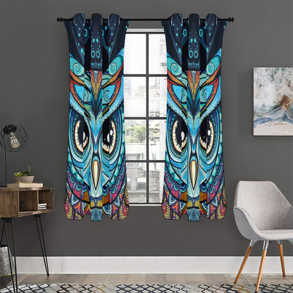 Colorful Tribal Owl Print Curtain