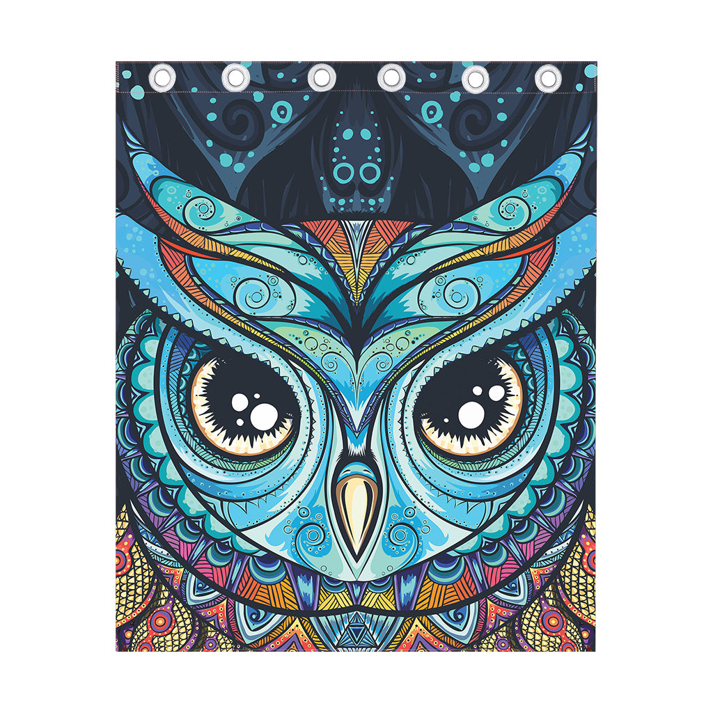 Colorful Tribal Owl Print Curtain