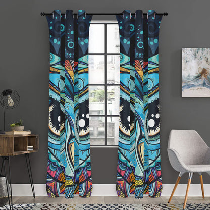 Colorful Tribal Owl Print Curtain