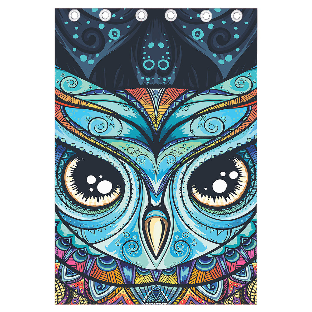 Colorful Tribal Owl Print Curtain