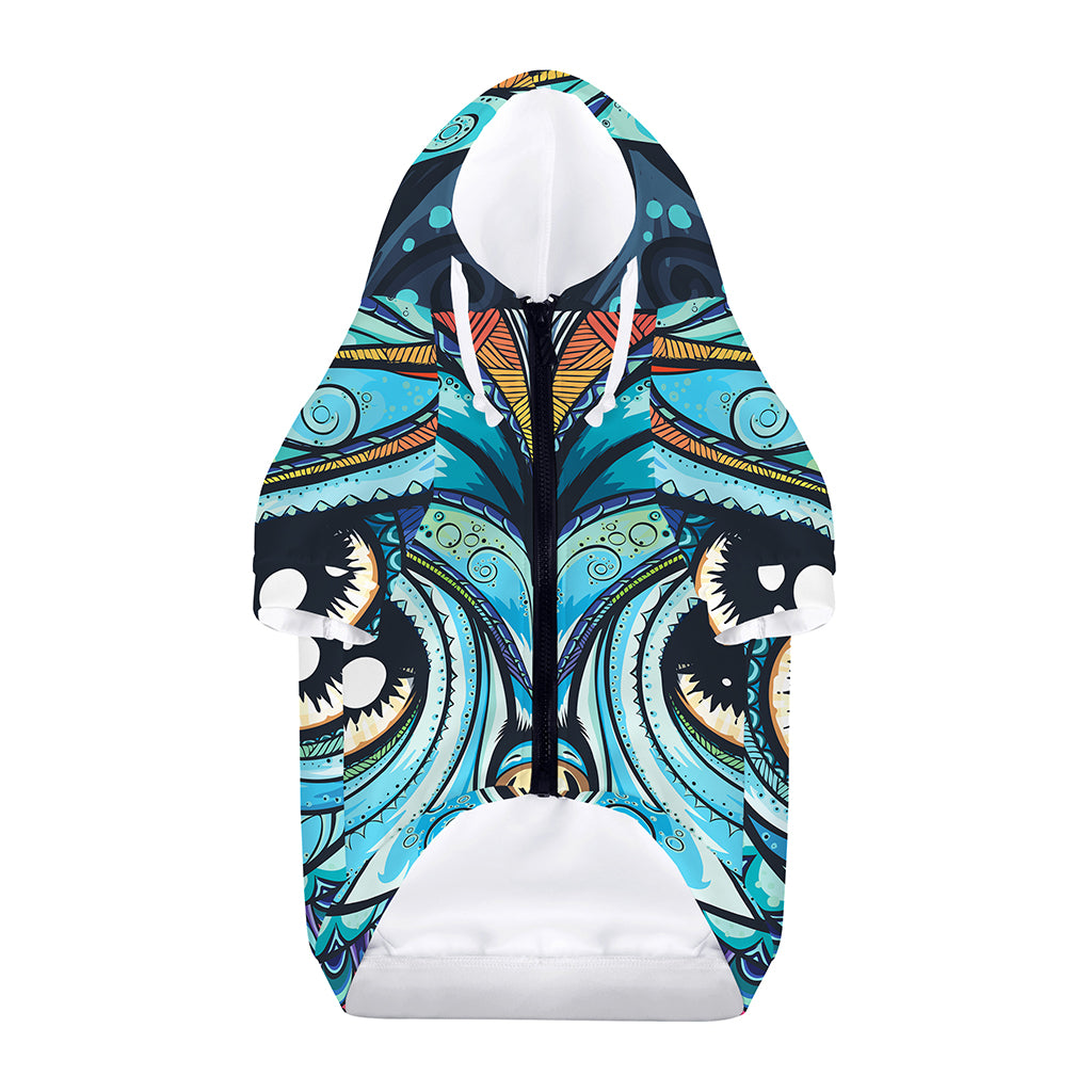 Colorful Tribal Owl Print Dog Zip Up Hoodie