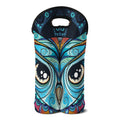 Colorful Tribal Owl Print Double Neoprene Wine Tote
