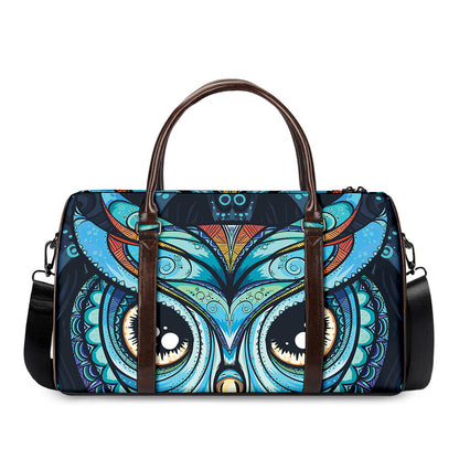 Colorful Tribal Owl Print Duffle Bag
