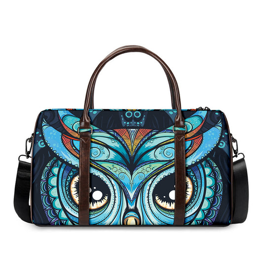 Colorful Tribal Owl Print Duffle Bag