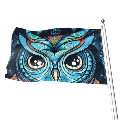 Colorful Tribal Owl Print Flag