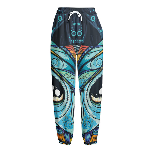 Colorful Tribal Owl Print Fleece Lined Knit Pants