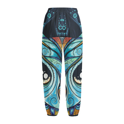 Colorful Tribal Owl Print Fleece Lined Knit Pants